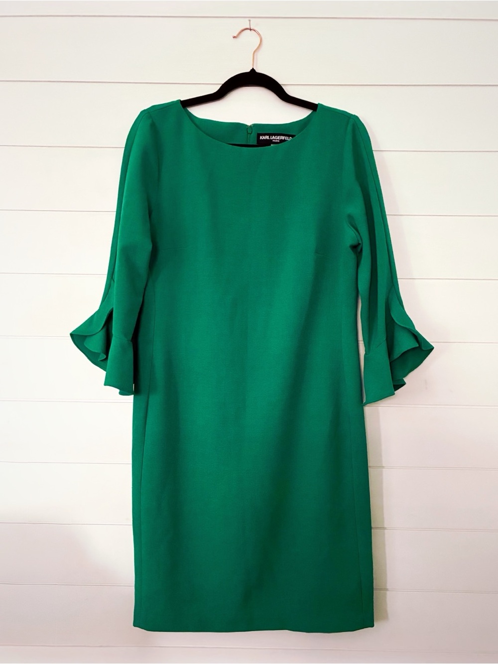 Karl Lagerfeld Green Bell Sleeve Sheath Dress